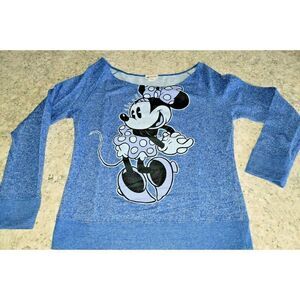 Disney Parks XL Off Shoulder Blue Minnie Mouse Sweatshirt‎ French Terry Size XL